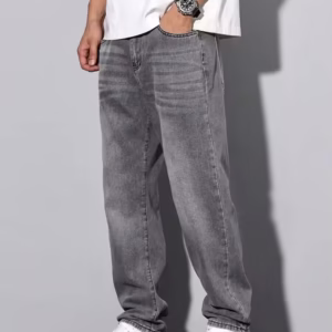Jean Slim Droit Homme Gris – Coupe Moderne